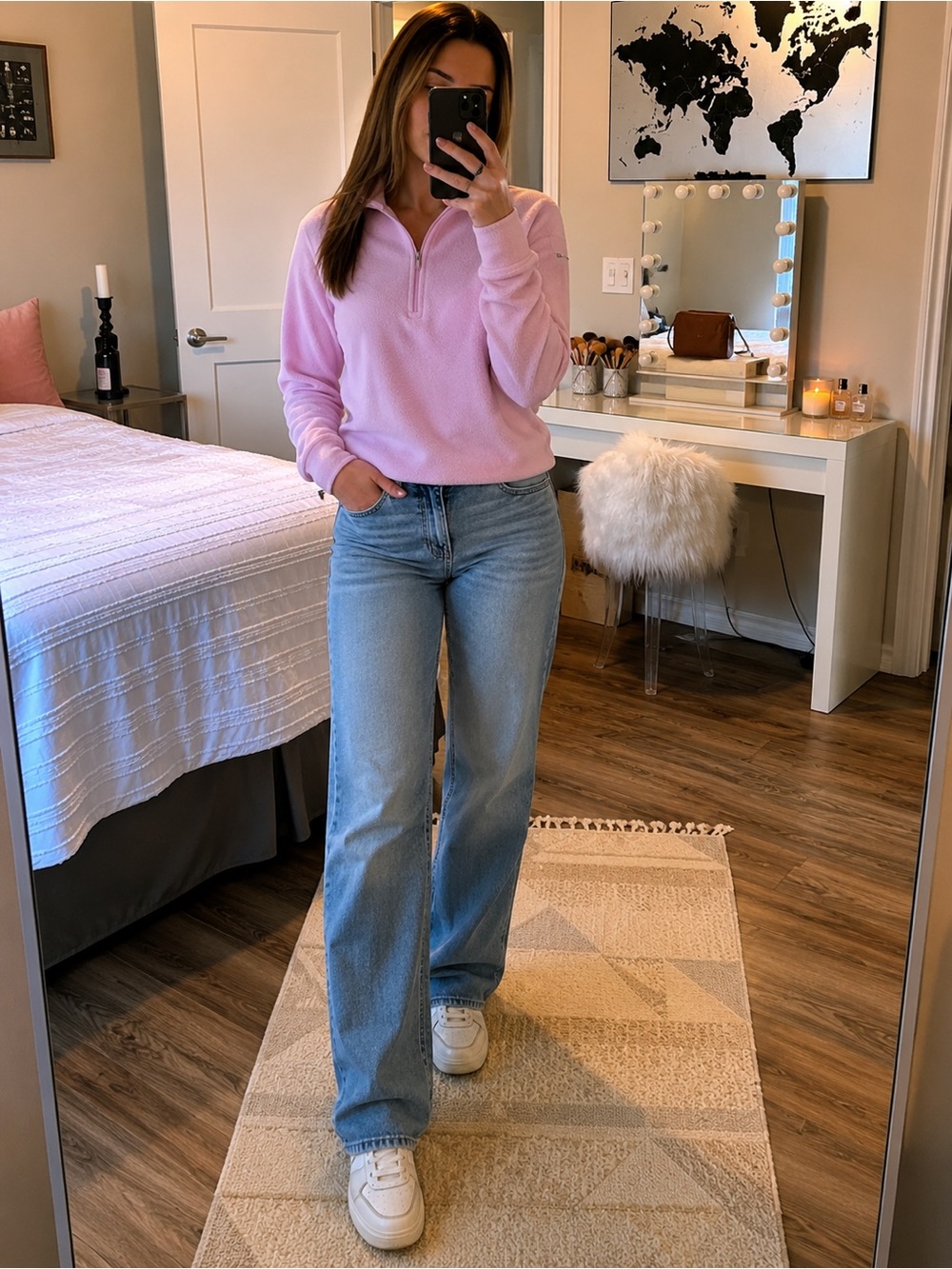 Bubblegum pink LL bean quarter zip
